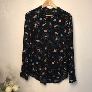 & Other Stories Black Space Print Button Down Shirt